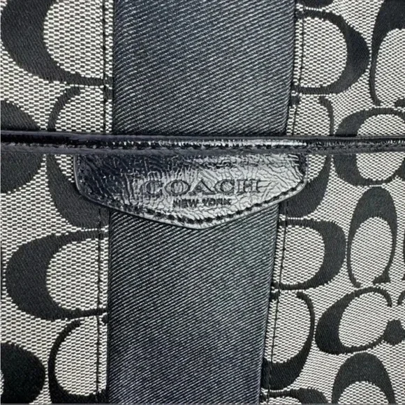 COACH Canvas Signature Monogram Crossbody Black Grey - Picture 9 of 9